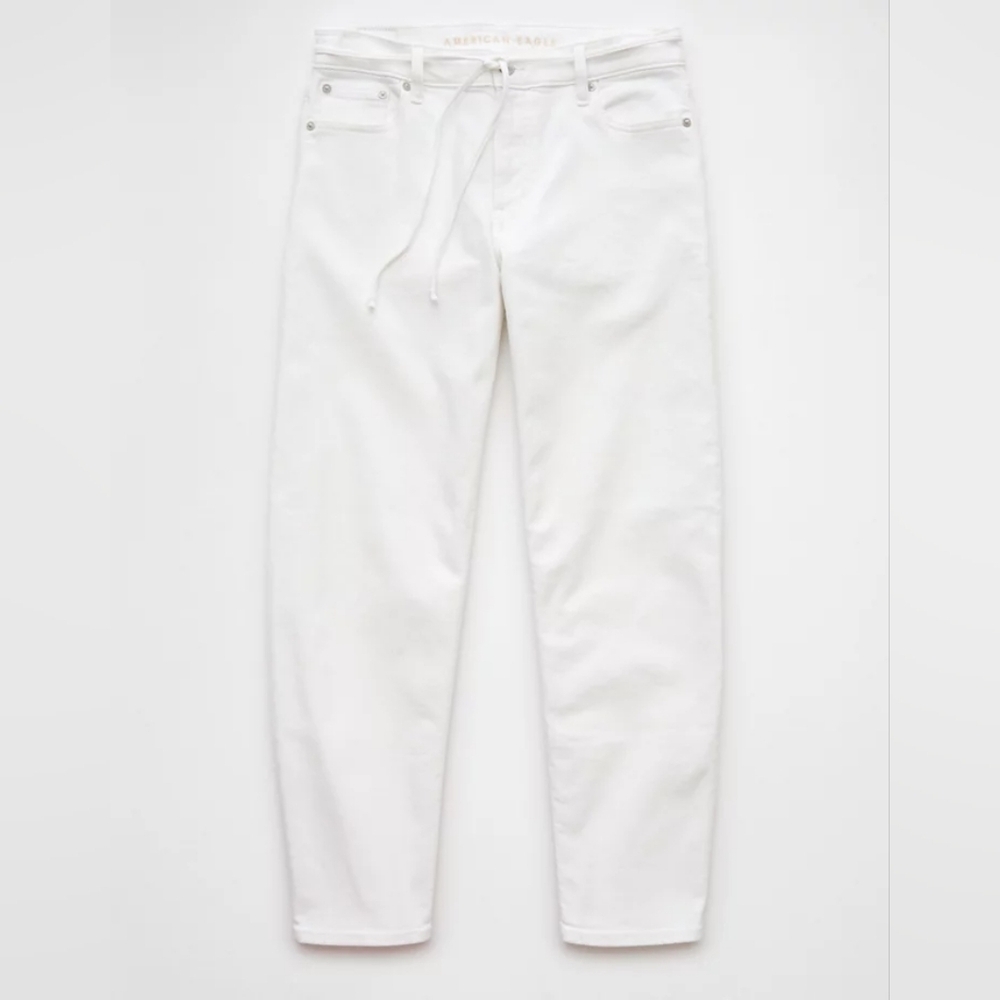 NWT AE White Mid Rise Stretch barrel jeans Size 18, Size 16 - Picture 3 of 9